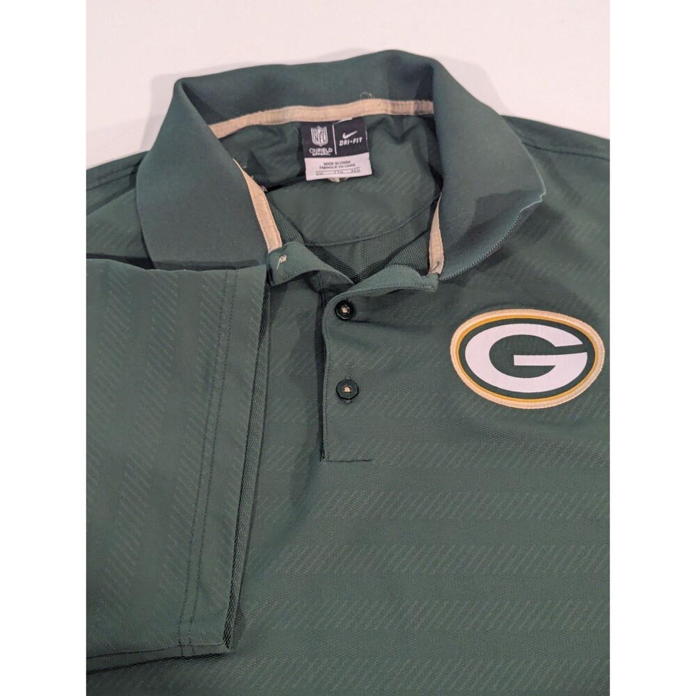Nike Green Bay Packers Dri Fit Polo Shirt‎ Mens XXL NFL Football Golf Green